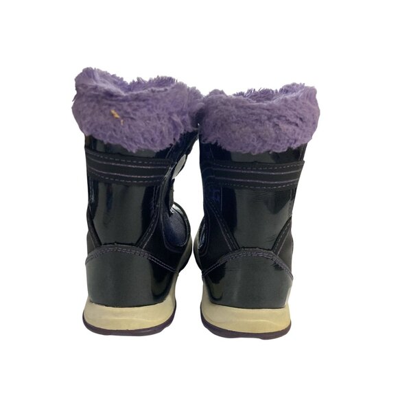 Rugged outback Girls Size 9 Black Purple Leopard Faux Fur-Lined Winter Boots - Picture 3 of 7